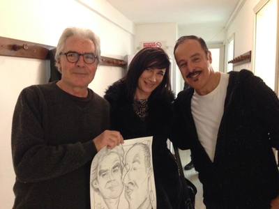 Tullio Solenghi, Massimo Lopez and me with caricature!!